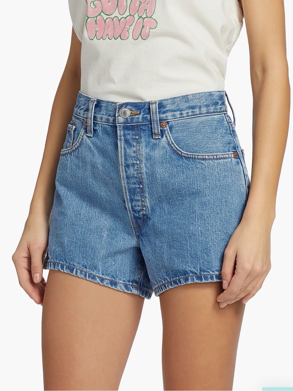 Re/Done Light Blue High-Rise Denim Shorts NWOT